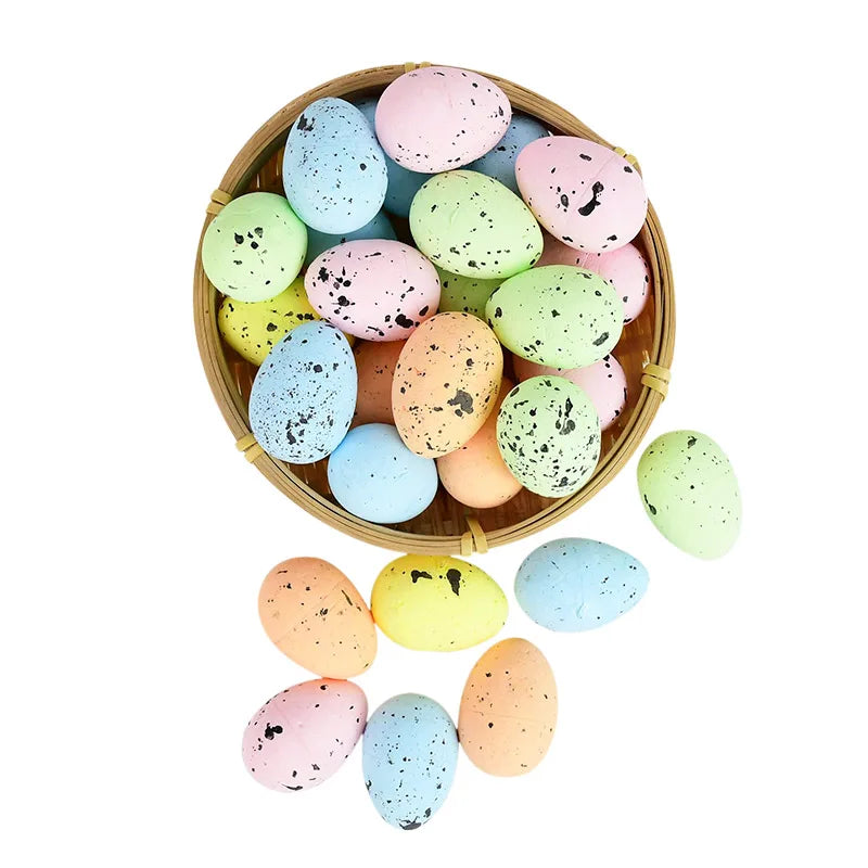 20/50Pcs Foam Easter Eggs Happy Easter Decorations Painted Bird Pigeon Eggs DIY Craft Kids Gift Favor Home Decor Easter Party