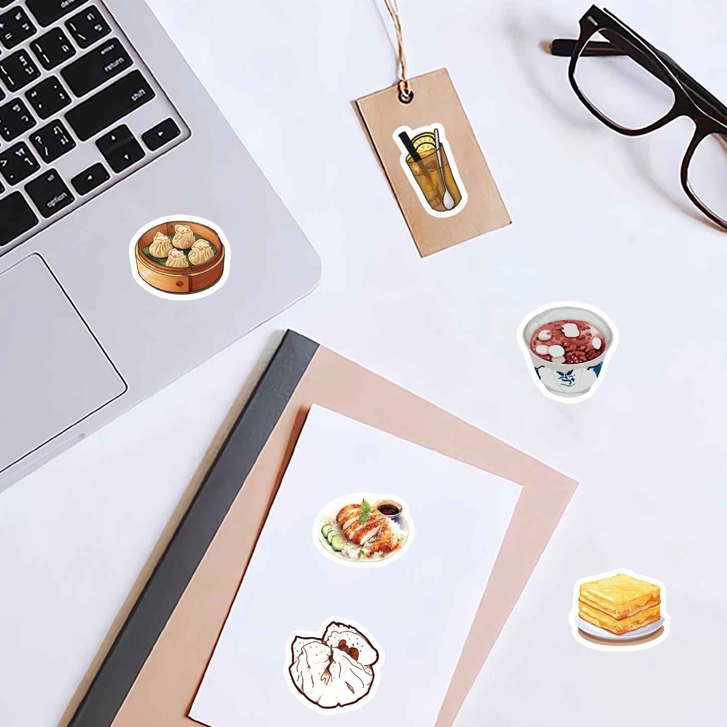 46pcs Barbecued Pork Bun, Chicken Ieg, Egg Tart Food Theme Stickers Decorated Notebook Water Bottle Diary Classic Toy Decal