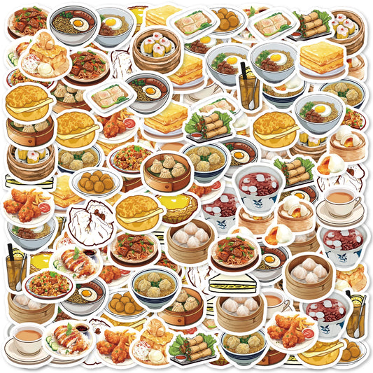 46pcs Barbecued Pork Bun, Chicken Ieg, Egg Tart Food Theme Stickers Decorated Notebook Water Bottle Diary Classic Toy Decal