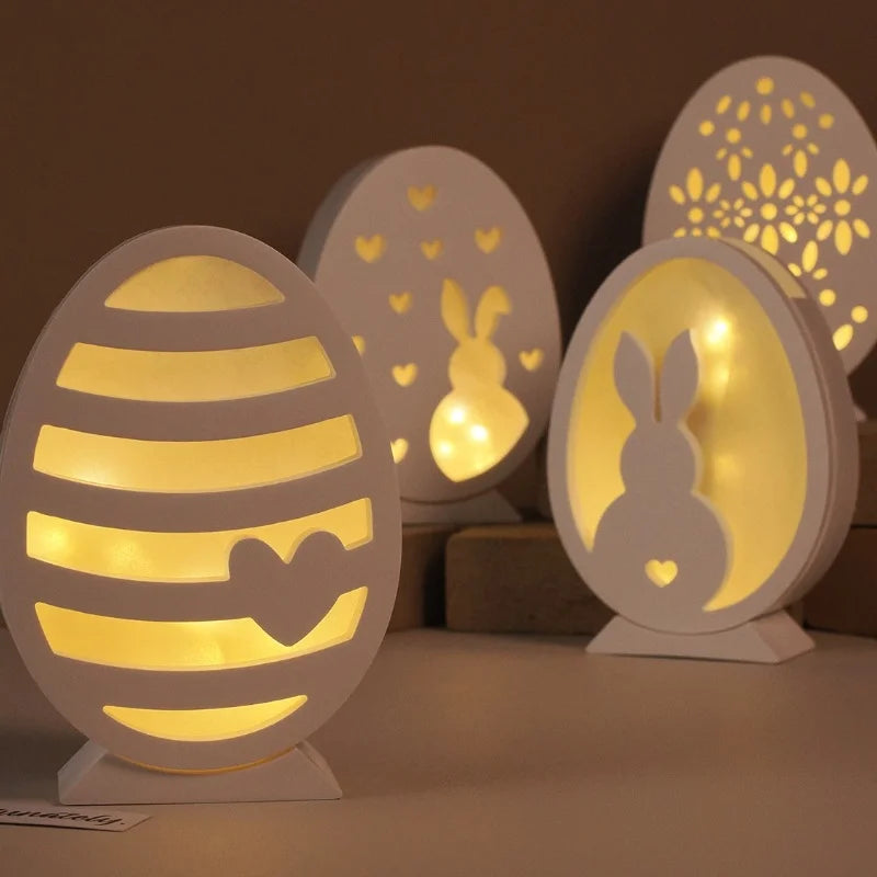 Hollow Easter Egg Rabbit Lamp Silhouette Silicone Mold DIY Gypsum Candle Base Plug-in Decorative Ornament Resin Mold Handicrafts