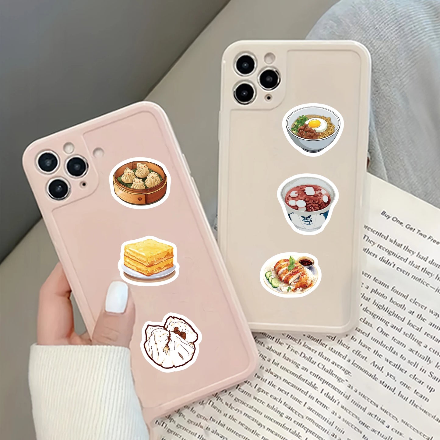 46pcs Barbecued Pork Bun, Chicken Ieg, Egg Tart Food Theme Stickers Decorated Notebook Water Bottle Diary Classic Toy Decal