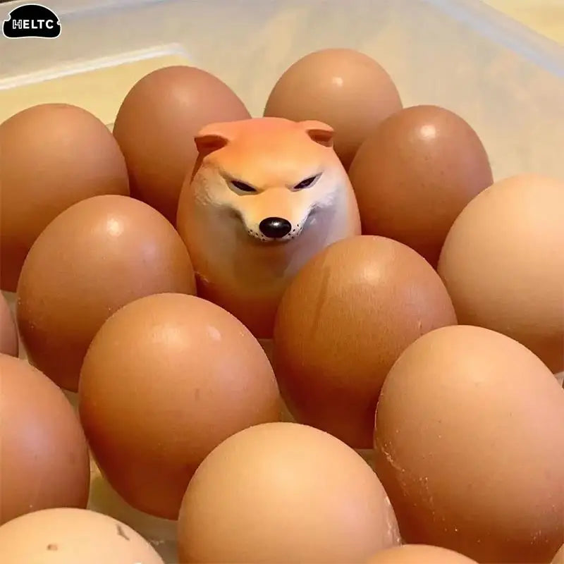 1PCS Creative Shiba Inu Realistic Egg Shape PVC Desk Decor Dog & Egg Union Decorations For Home Offices Fun Christmas Gifts