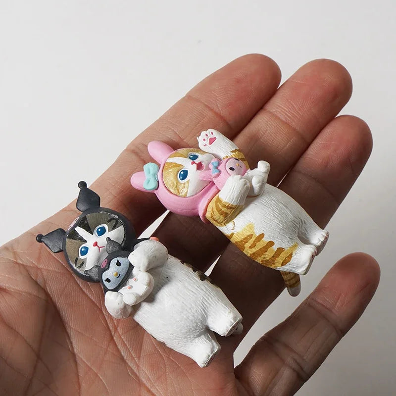 Hello Kitty Sanrio Shark Cat Crossdressing Purin Kuromi Melody Merman Decoration Twisted Egg Doll Toy Novel Blind Box Toys