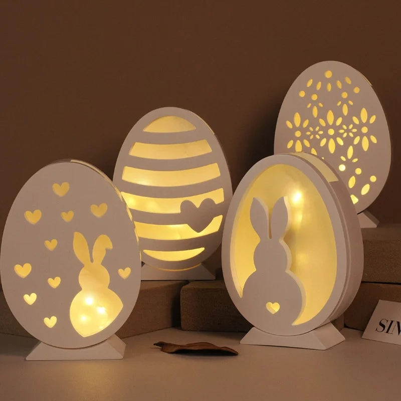 Hollow Easter Egg Rabbit Lamp Silhouette Silicone Mold DIY Gypsum Candle Base Plug-in Decorative Ornament Resin Mold Handicrafts