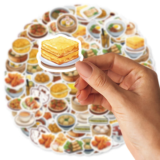 46pcs Barbecued Pork Bun, Chicken Ieg, Egg Tart Food Theme Stickers Decorated Notebook Water Bottle Diary Classic Toy Decal