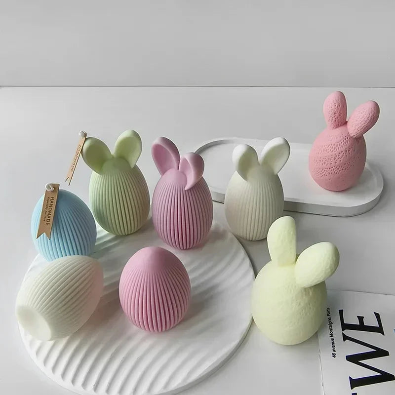 Easter Egg Silicone Mold Bunny Egg Shape Candle Plaster Ornament Mold Decoration Candle Making Supplies