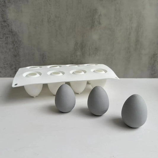 Easter Egg Silicone Mold Eight Holes Three-Dimensional Egg Shape Plaster Mold DIY Handmade Home Decoration for Easter Celebrate