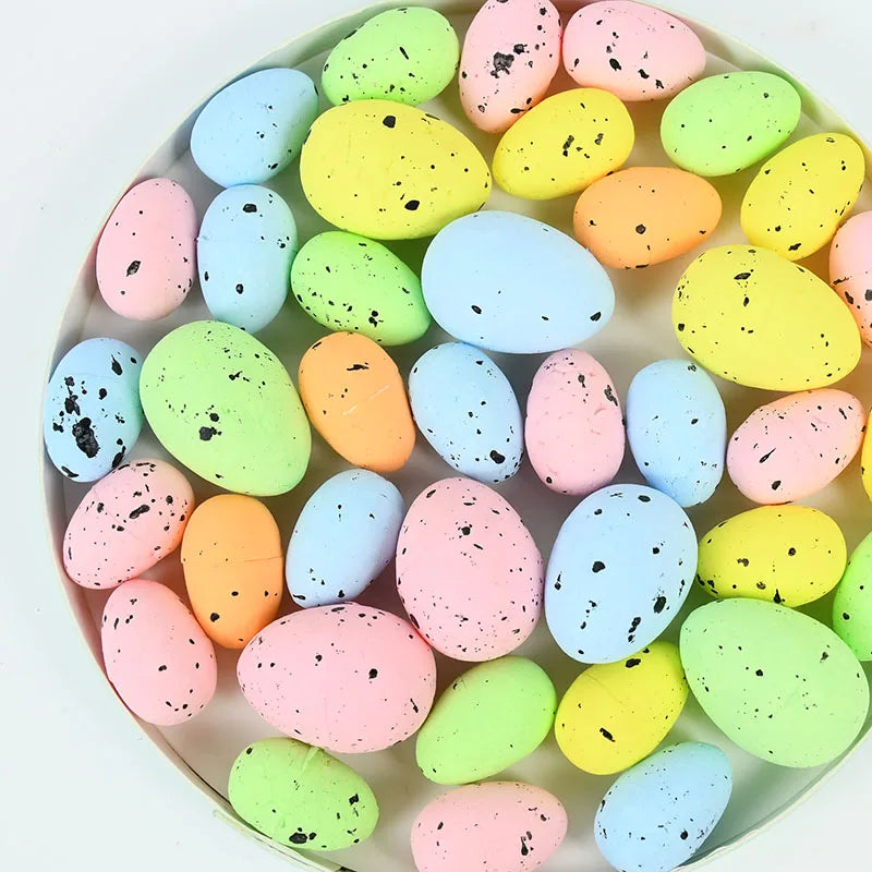 20/50Pcs Foam Easter Eggs Happy Easter Decorations Painted Bird Pigeon Eggs DIY Craft Kids Gift Favor Home Decor Easter Party