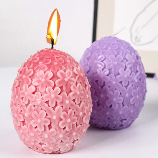 Carving Flower Egg Candle Silicone Mold DIY Catharanthus Ball Making Kit Aromath Soap Plaster Resin Cake Baking Molds Home Decor