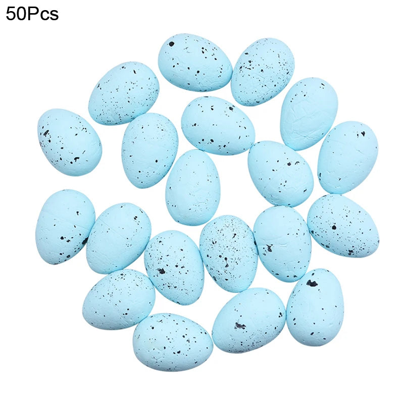 20/50Pcs Foam Easter Eggs Happy Easter Decorations Painted Bird Pigeon Eggs DIY Craft Kids Gift Favor Home Decor Easter Party