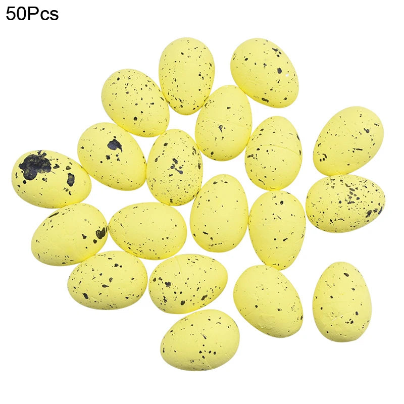 20/50Pcs Foam Easter Eggs Happy Easter Decorations Painted Bird Pigeon Eggs DIY Craft Kids Gift Favor Home Decor Easter Party