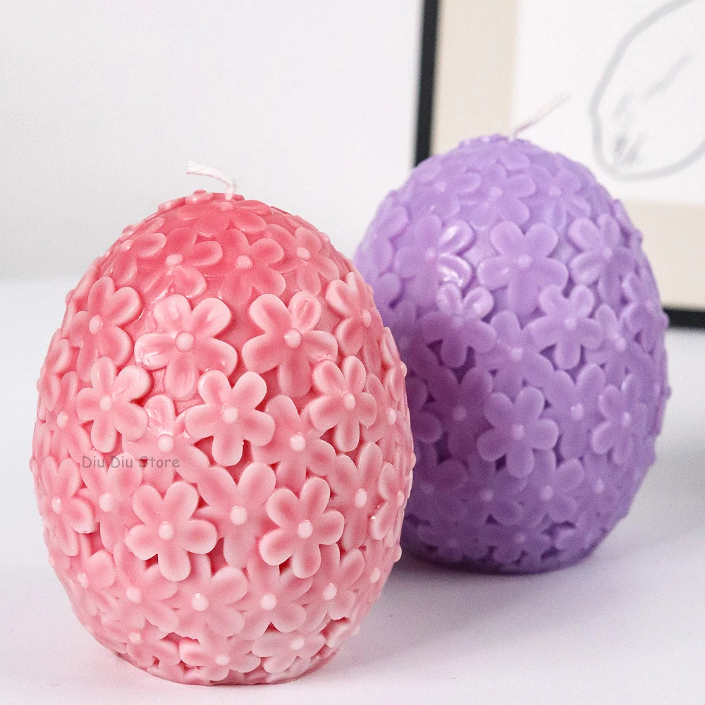 Carving Flower Egg Candle Silicone Mold DIY Catharanthus Ball Making Kit Aromath Soap Plaster Resin Cake Baking Molds Home Decor